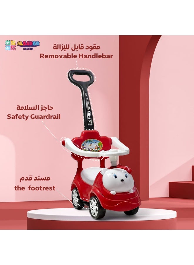 AL BADER 3 in 1 Ride on Car for Kids, Ride on Kids Car with Music & Lights, Kids Ride on Push Car With Safety Bar & Push Handle, Push Ride on Car for Kids 1-3 Years, Small Push Car for Toddlers, Red - Image 2